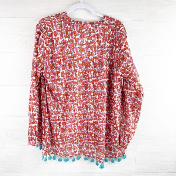 Roberta Roller Rabbit Akar Josephina Boho Tassel Long Sleeve Tunic Blouse - Picture 3 of 5